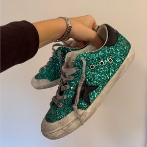 Golden Goose Green Glitter Women's Sneakers